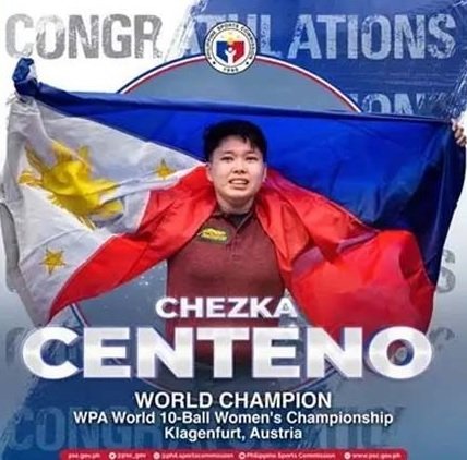Chezka Centeno kampeon sa Women’s World 8-ball title