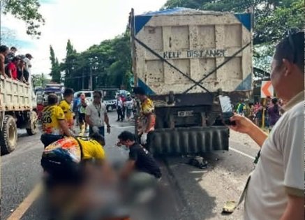 2 patay sa salpukan ng dump truck at motorsiklo